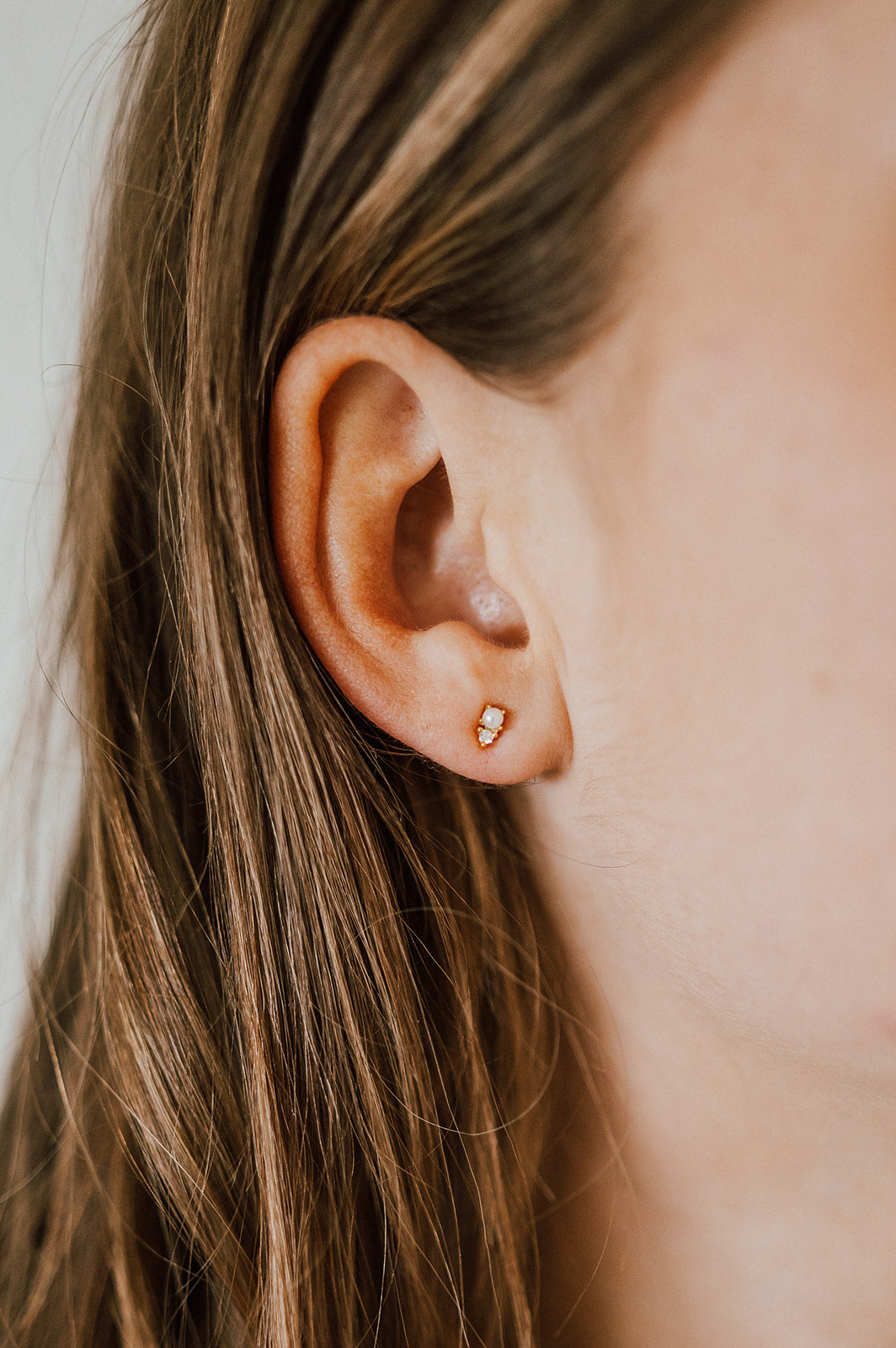 Pearl Diamond Sleeper Stud Earring