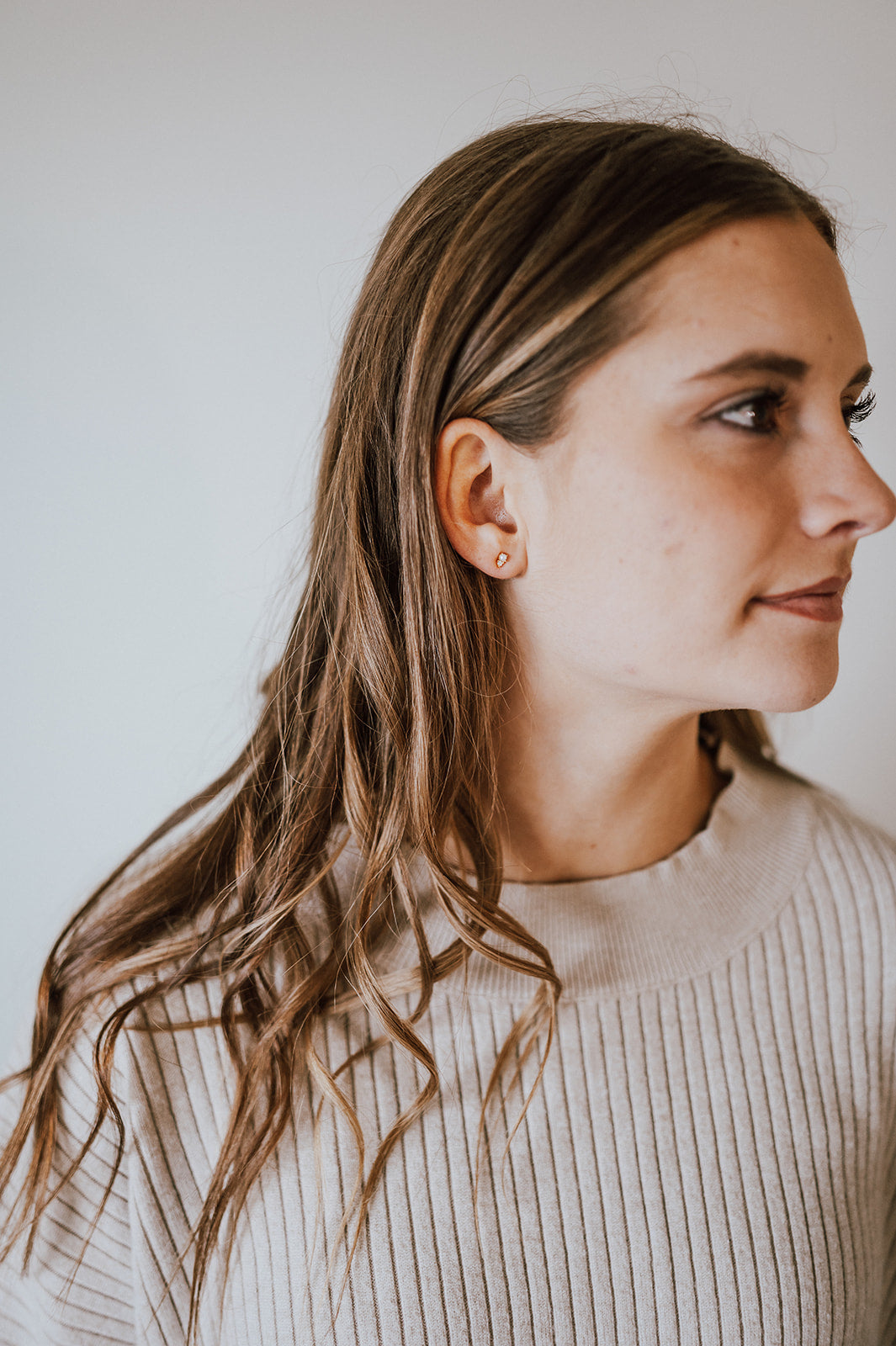 Pearl Diamond Sleeper Stud Earring