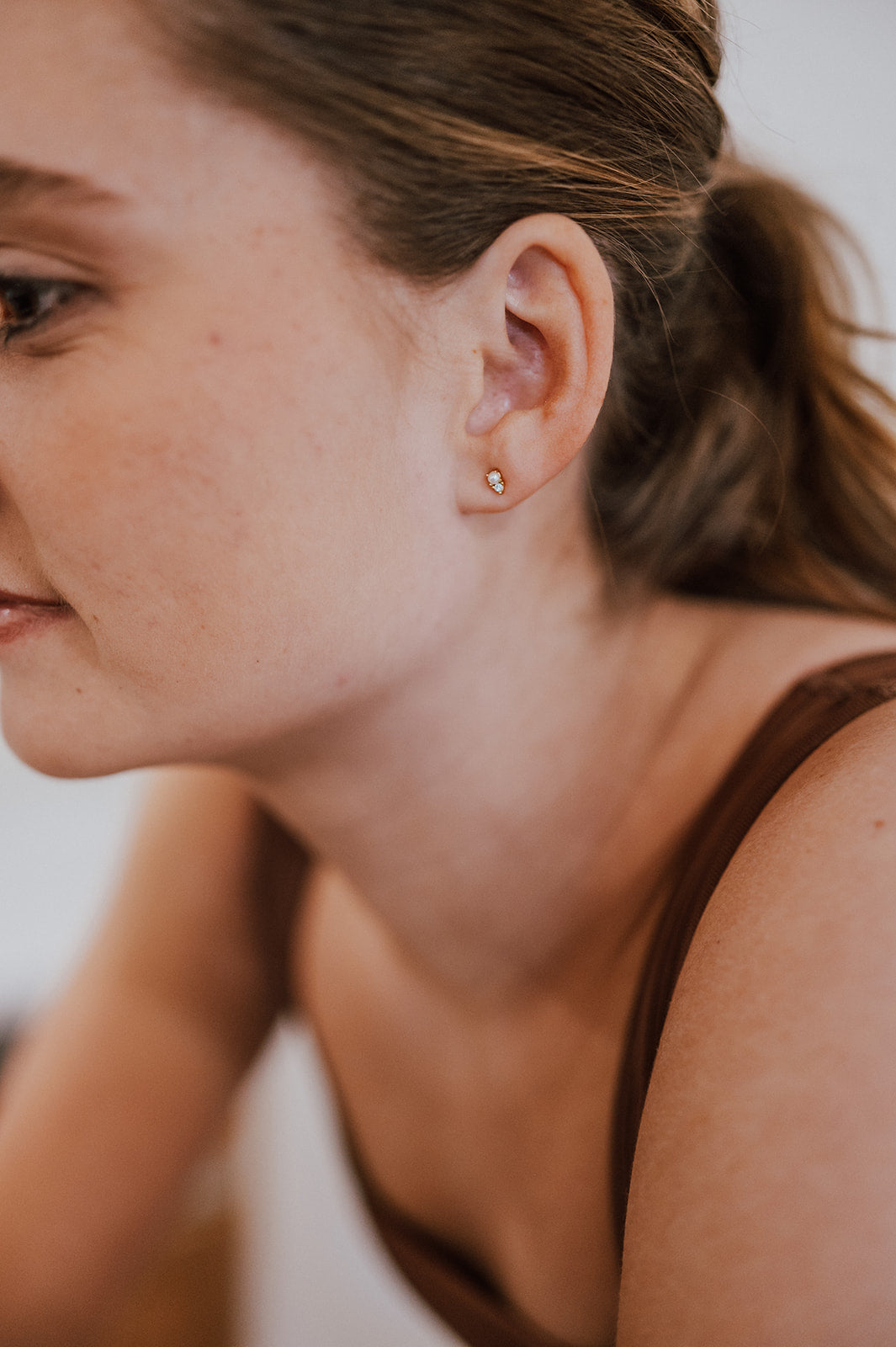 Pearl Diamond Sleeper Stud Earring