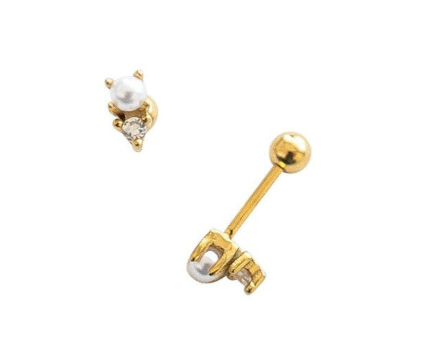 Pearl Diamond Sleeper Stud Earring