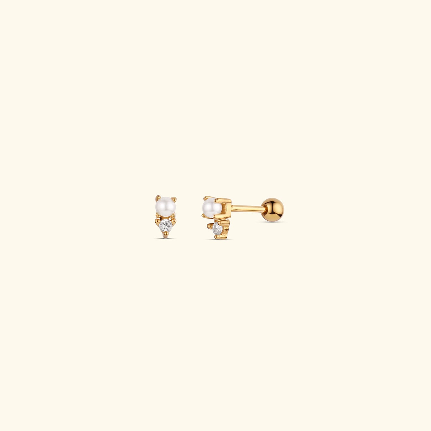 Pearl Diamond Sleeper Stud Earring-BACK IN STOCK!