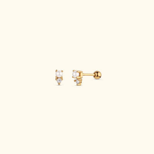 Pearl Diamond Sleeper Stud Earring-BACK IN STOCK!
